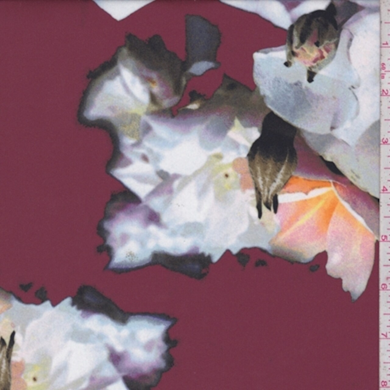 Berry Multi Blurred Floral Crepe Georgette Fabric By the Yard